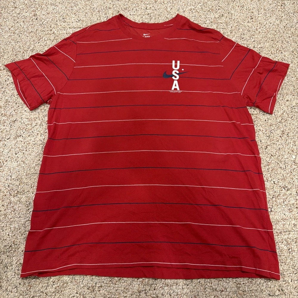 Nike Team USA Striped T Shirt Red White Blue Cotton XL (the Nike Tee)